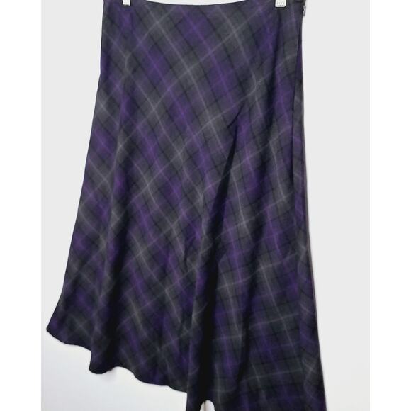 Vintage Y2K Plaid Maxi Skirt Dark Academia Goth 8 Purple Grunge Croft & Barrow - Picture 9 of 10